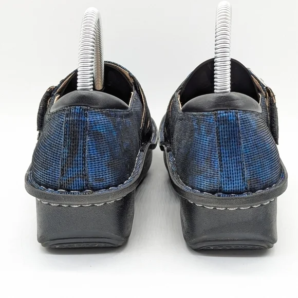 Alegria Alli blue black twist leather slip on hook & loop closure clog 37 6.5/7 - Picture 4 of 9